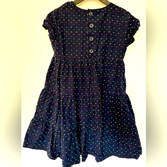 Hanna Andersson navy tiered cotton dress- embroidered dots, size 100 US 4 girls - Picture 2 of 8